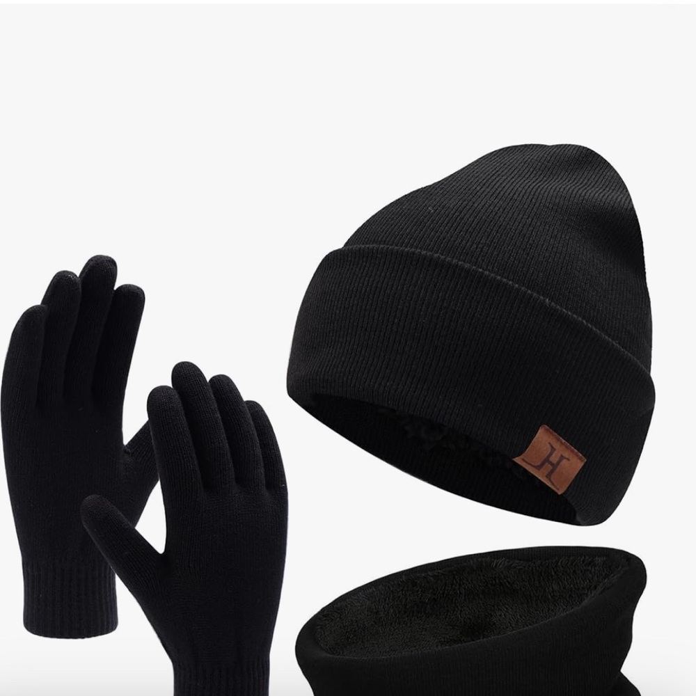 Winter Beanie Hat Scarf Gloves Set